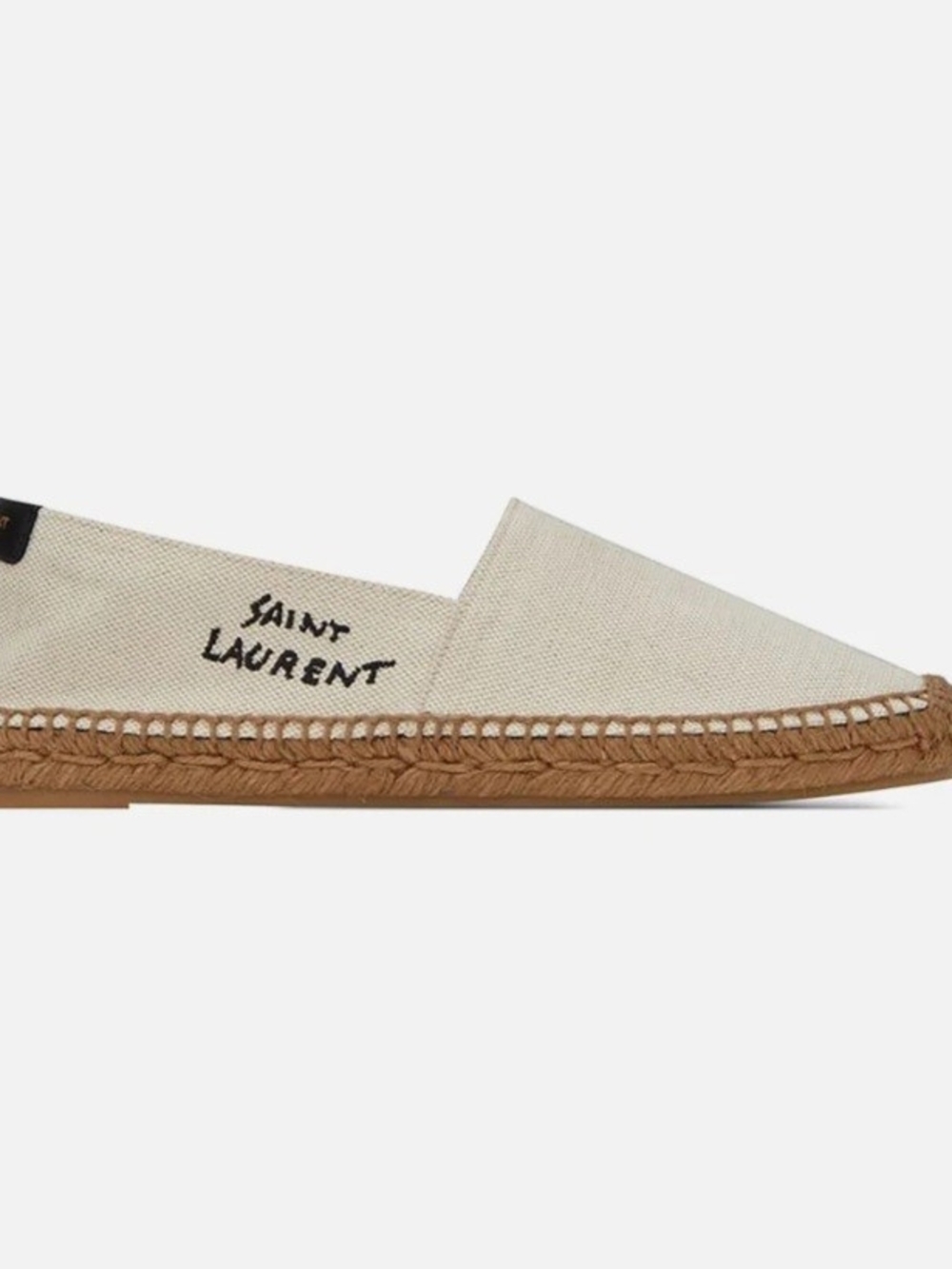 Saint Laurent Cream Canvas Espadrilles with Tan Jute Sole